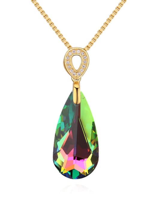 green Shiny Water Drop austrian Crystal Pendant Necklace