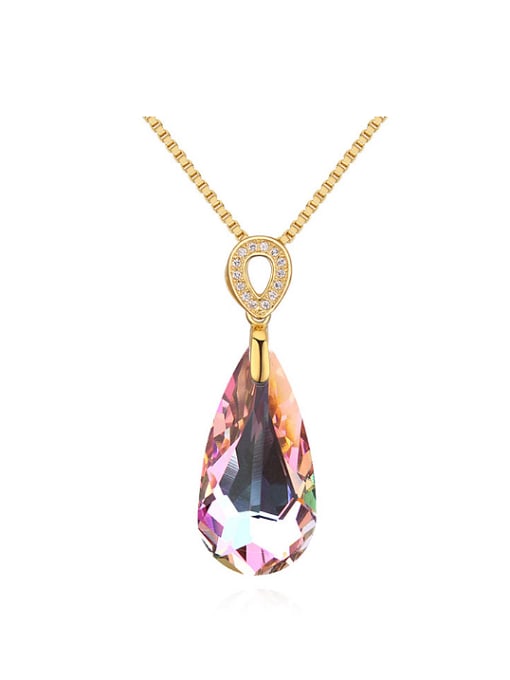 QIANZI Shiny Water Drop austrian Crystal Pendant Necklace