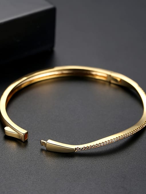 BLING SU Copper inlaid AAA zircon simple wave Bracelet 2