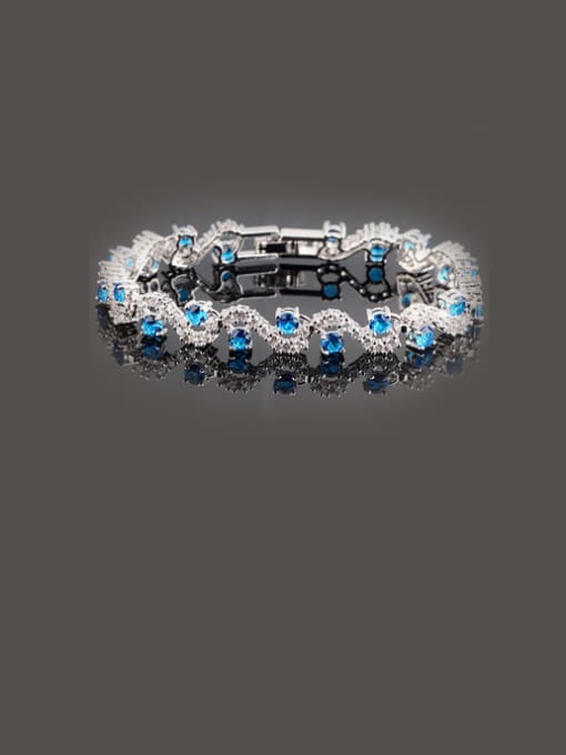 Blue Zircon Crystal Women's With Platinum Bracelet