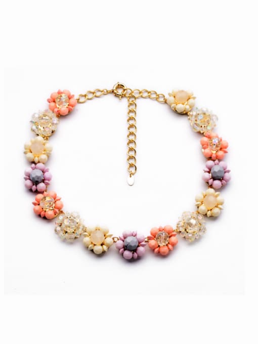 KM Colorful Flower Exaggerate Necklace 0