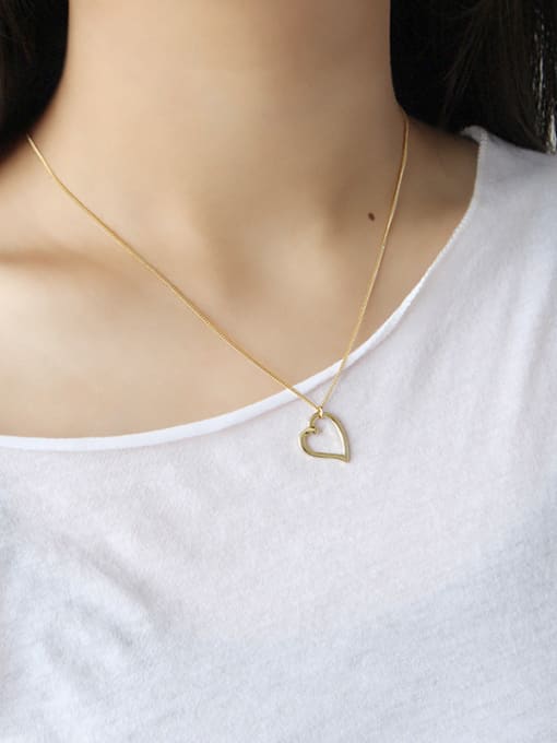 DAKA Sterling silver  simple  hollow love  heart necklace 2