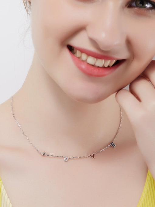 CEIDAI Simple LOVE Tiny Zirconias 925 Silver Necklace 1