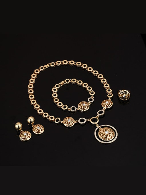 BESTIE Alloy Imitation-gold Plated Fashion Hollow Round Four Pieces Jewelry Set 1