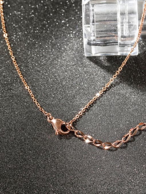 OUXI Rose Gold Rhinestone Stainless Steel  Double Loop Shaped Necklace 4