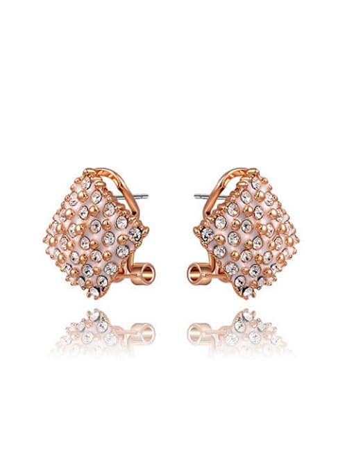 Ronaldo Elegant Square Shaped Austria Crystal Stud Earrings 0