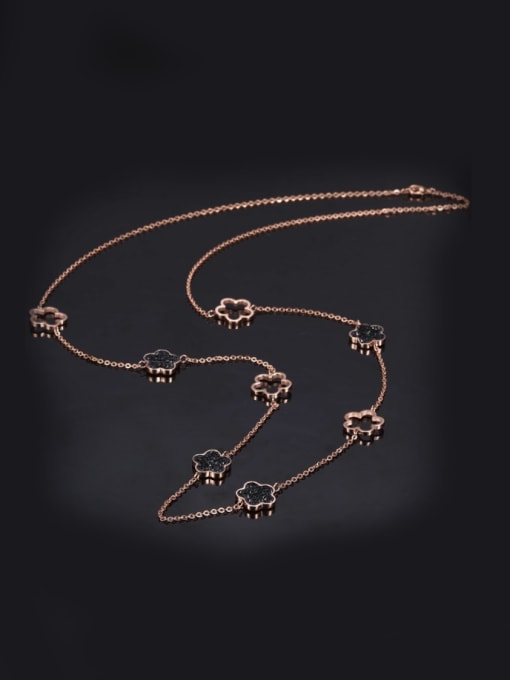 JINDING Rose Gold Stainless Steel Vintage Sweater Long Necklace 3