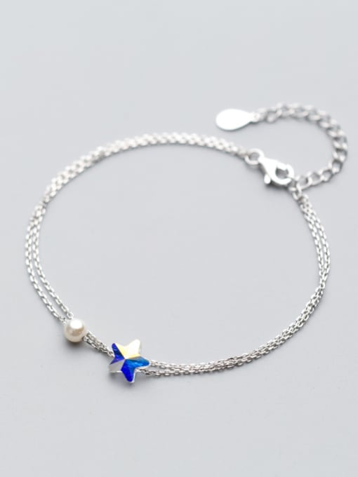 white Adjustable Star Shaped Artificial Pearl S925 Silver Bracelet
