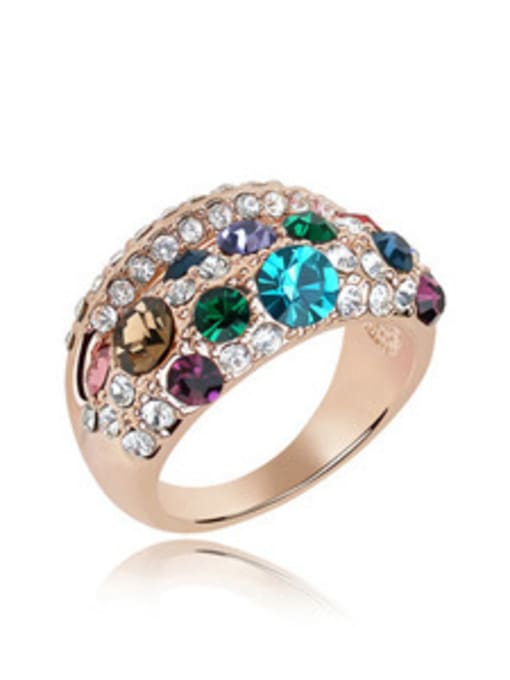4 Fashion Exaggerated Cubic austrian Crystals Alloy Ring