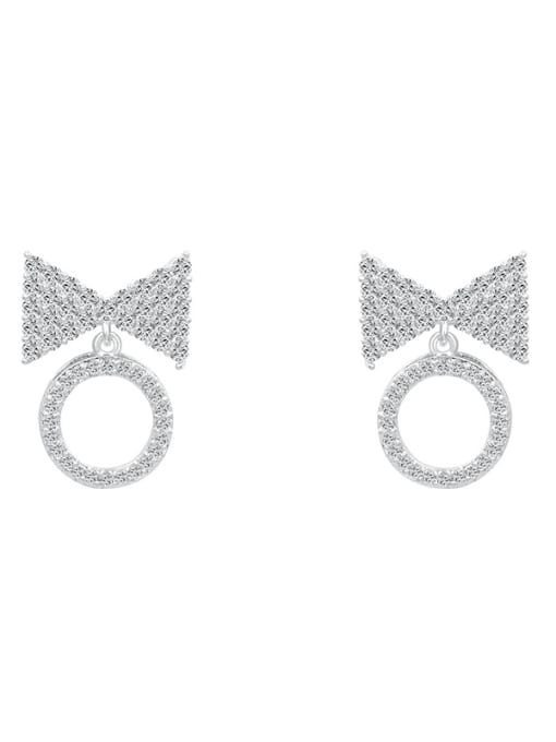platinum Copper With Cubic Zirconia Cute Butterfly Stud Earrings