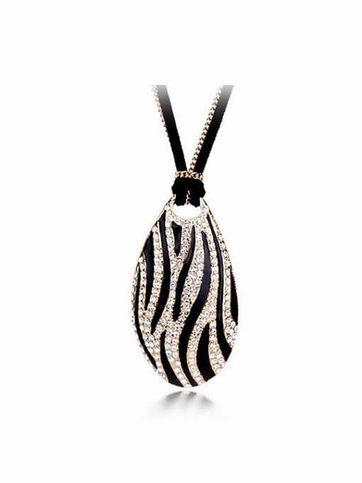 Wei Jia Fashion Water Drop Zebra-stripe Pendant Alloy Sweater Chain 0