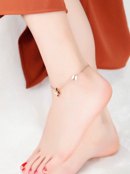 Open Sky Simple Butterflies Rose Gold Plated Anklet 1