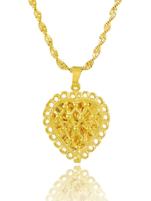 Yi Heng Da Women 24K Gold Plated Heart Shaped Copper Necklace 0