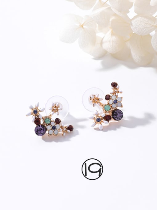 19#K2210 Alloy With Rose Gold Plated Simplistic Flower Stud Earrings