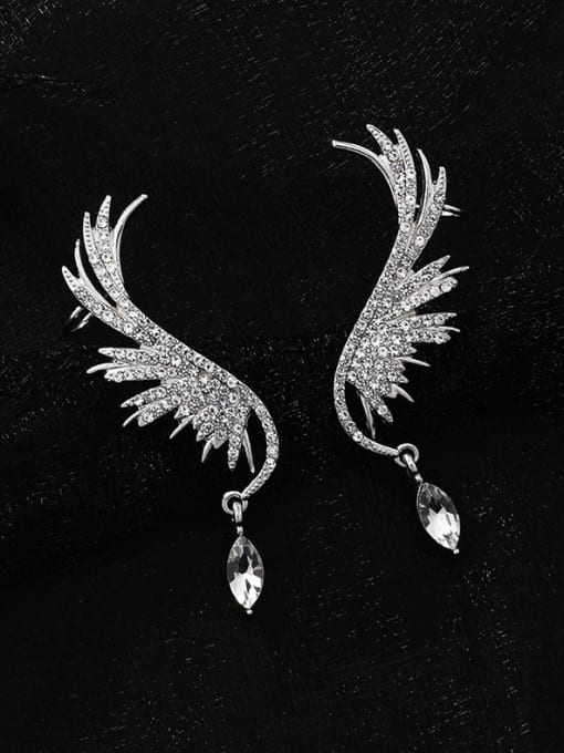 Girlhood Alloy With Platinum Plated Delicate Angel Wing Drop Earrings 2