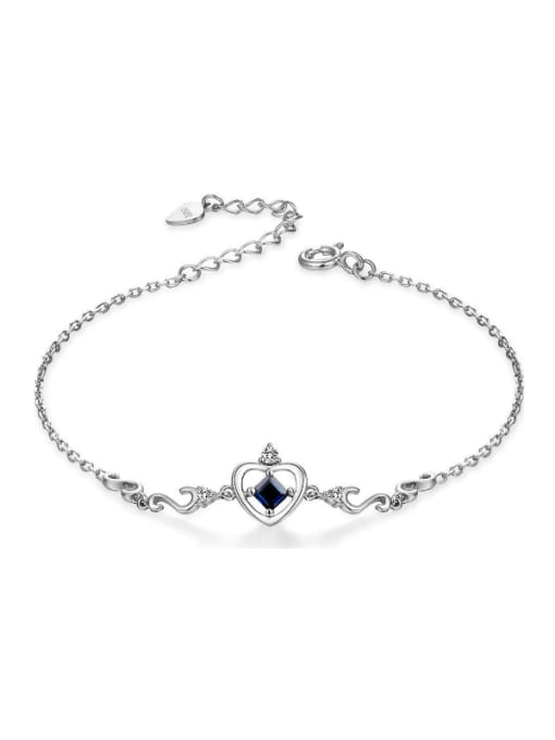 Sapphire Platinum Plated Heart-shape Accessories Women Bracelet