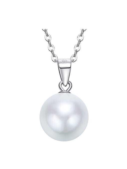 CEIDAI Simple White Artificial Pearl 925 Silver Necklace