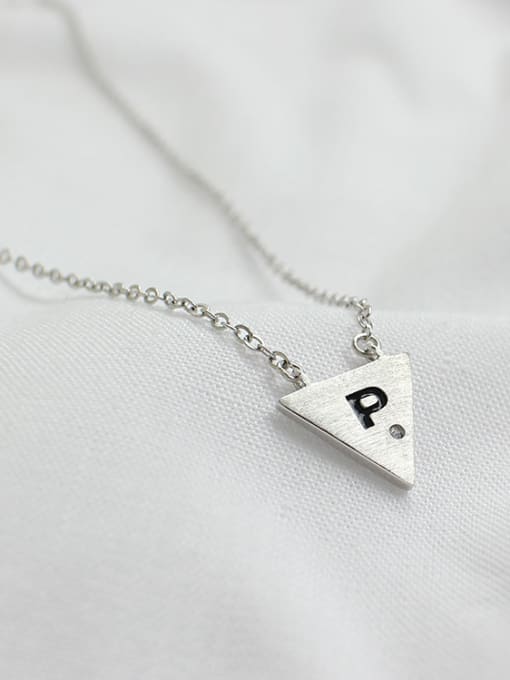 DAKA Simple Triangle Letter P Pendant Silver Necklace 0