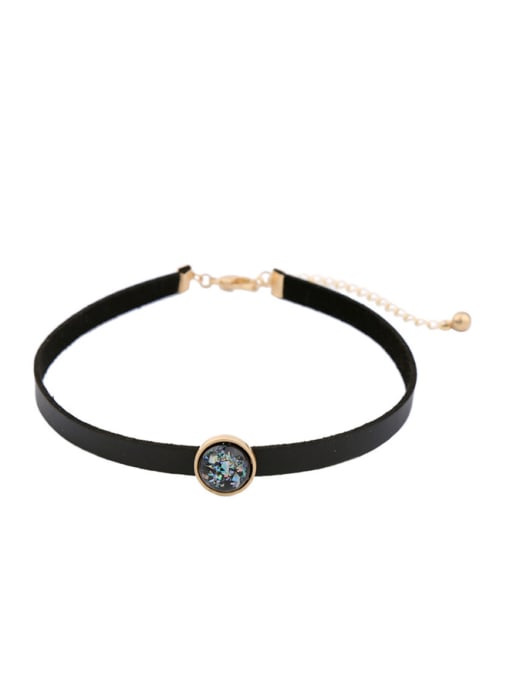 KM Simple Colorful Artificial Stones Alloy Choker