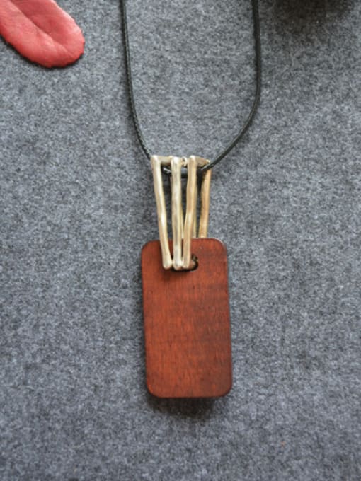 Dandelion All-match Wooden Square Shaped Necklace 0