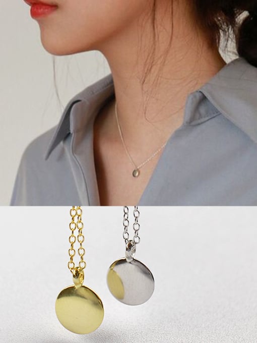DAKA Sterling silver minimalist geometry small round peas necklace 2