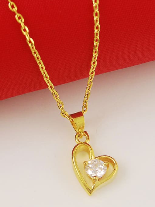 Yi Heng Da Exquisite 24K Gold Plated Heart Shaped Rhinestone Necklace 2