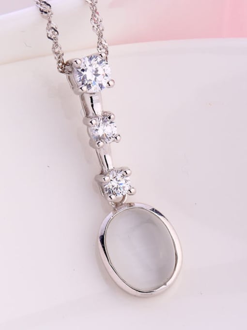One Silver Round Opal Stone Pendant 0