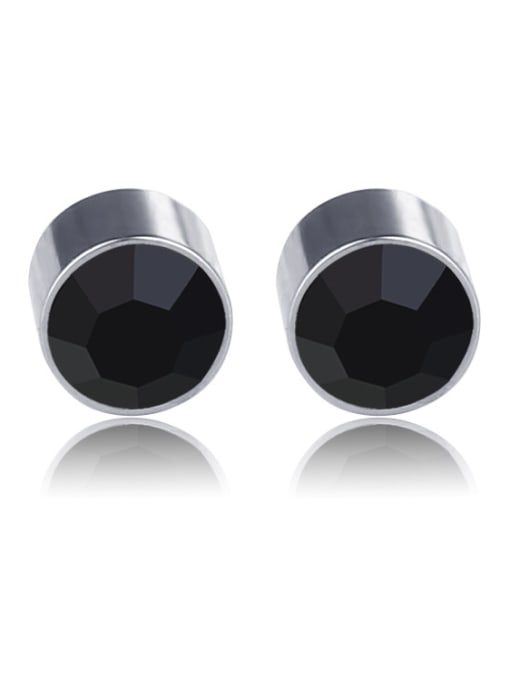 Magnet black drill Stainless Steel With Silver Plated Simplistic Geometric Stud Earrings