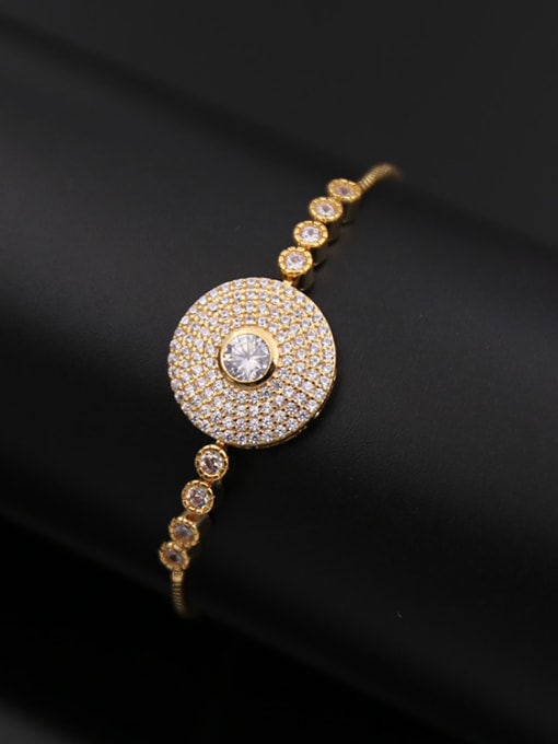 Golden 2018 Round Zircons Stretch Bracelet