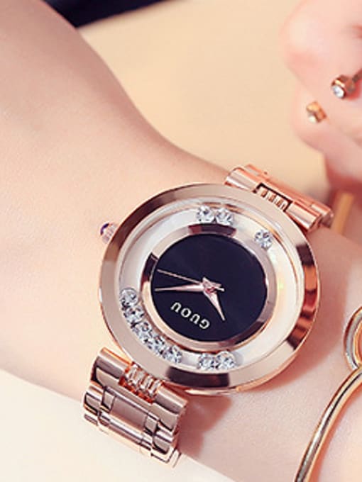 Black 1 GUOU Brand Fashion Numberless Watch