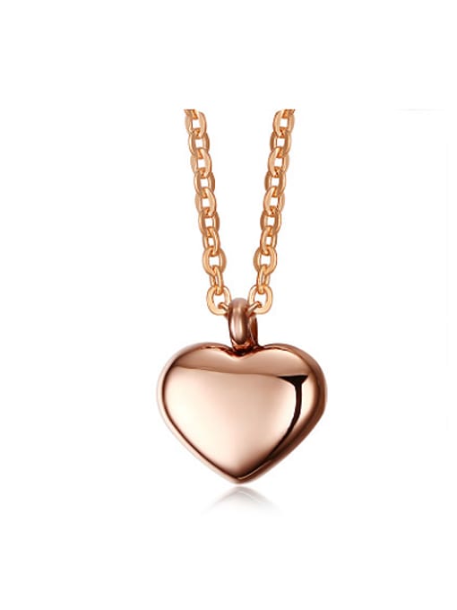 CONG Trendy Rose Gold Plated Heart Shaped Titanium Necklace 0