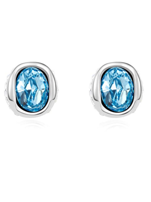 blue Simple Oval austrian Crystal Alloy Stud Earrings