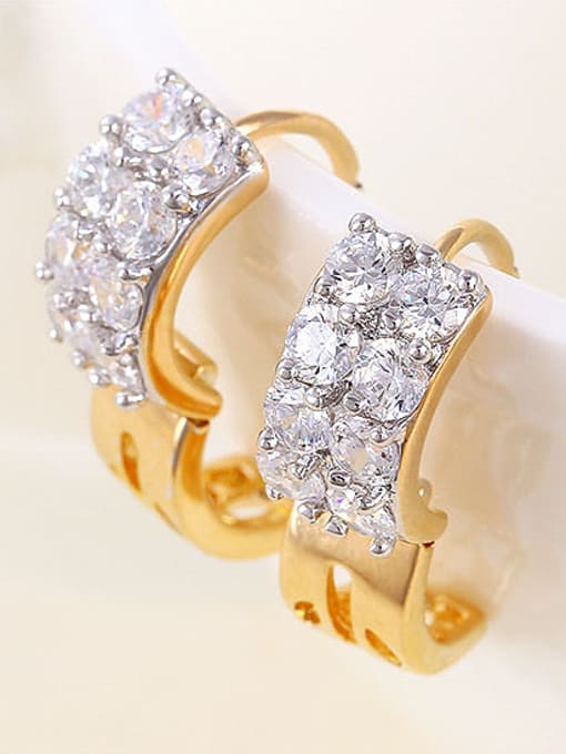 XP Copper Alloy Gold Plated Fashion Zircon Clip clip on earring 1