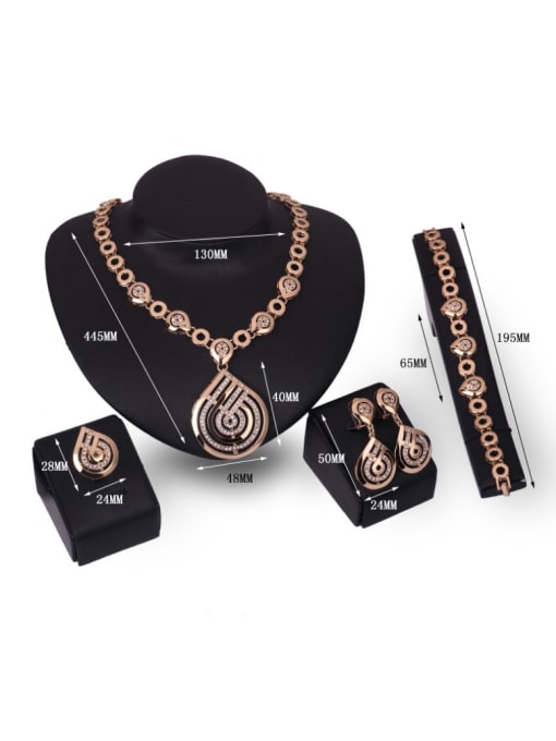 BESTIE Alloy Imitation-gold Plated Vintage style Water Drop shaped Four Pieces Jewelry Set 2