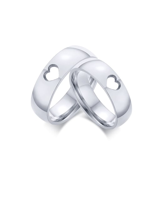 CONG Stainless Steel With Platinum Plated Simplistic Heart Band Rings 0