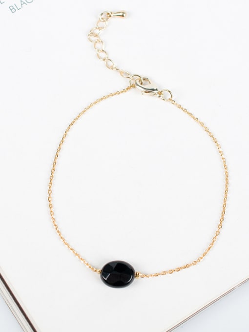 black Fashion Oval Shaped Natural Stone Bracelet