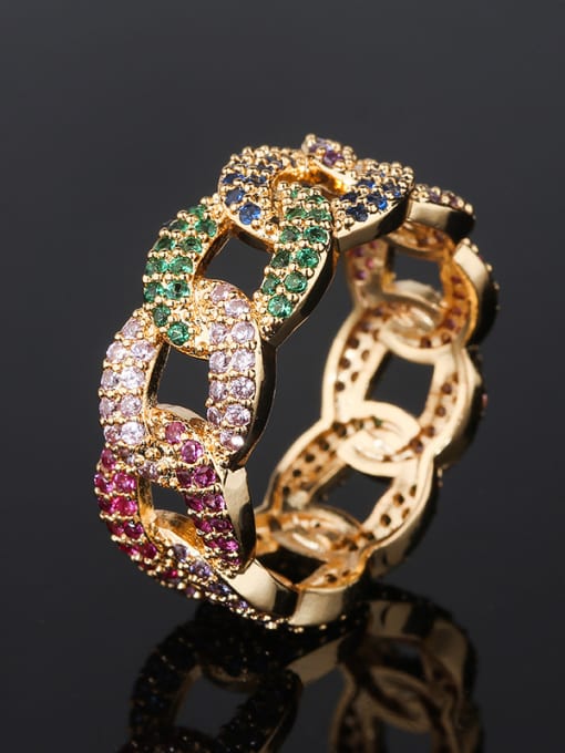 ROSS Copper With Cubic Zirconia Fashion Geometric Multistone Rings