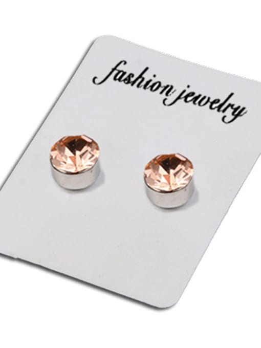 Champagne Stainless Steel With Silver Plated Simplistic Round Stud Earrings