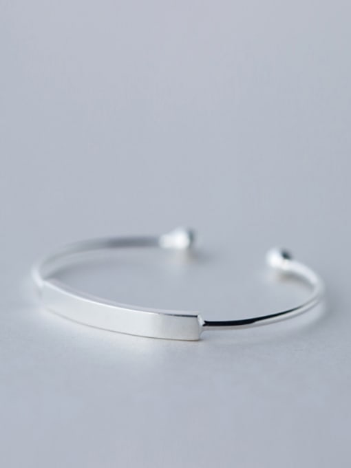 Rosh S925 silver glossy simple bangle 0