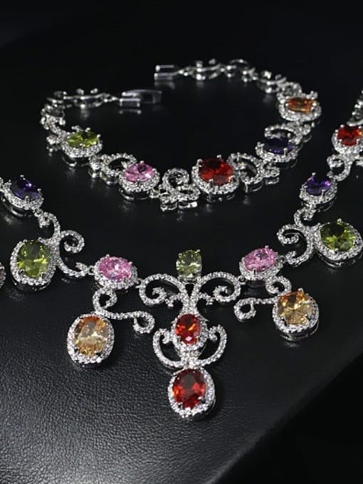 Colorful Retro Wedding Accessories Four Pieces Jewelry Set