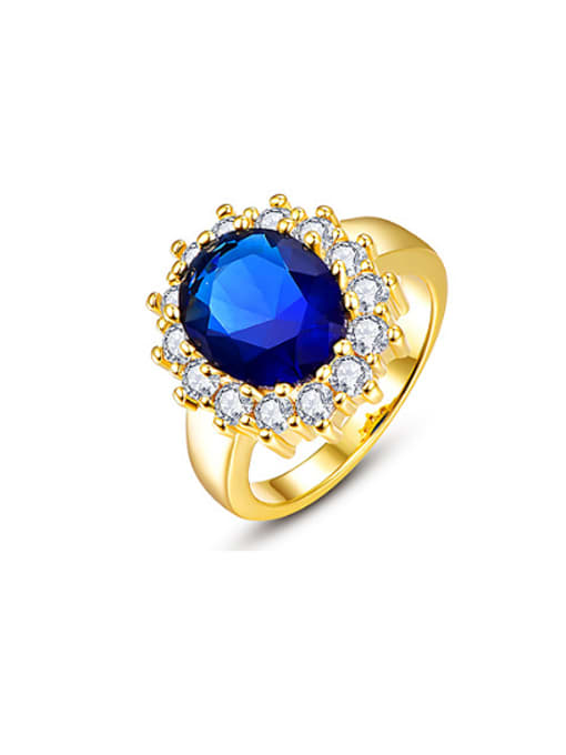 Gold ,blue Women 18K Gold Zircon Engagement Ring