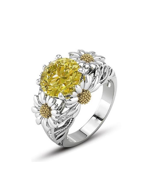 KENYON Exaggerated Yellow Zircon Flowers Copper Ring 0