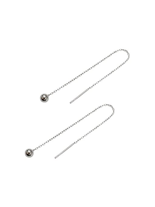 DAKA Simple Little Smooth Bead Silver Line Earrings 0