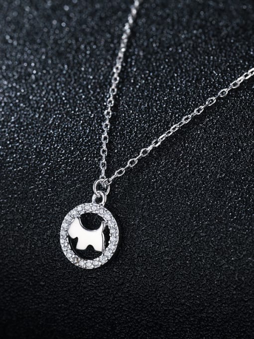 UNIENO 925 Sterling Silver With Platinum Plated Cute Hollow Round  Dog Necklaces 1