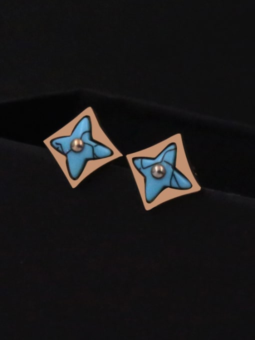 My Model Turquoise Geometric Shaped Flower Pattern Stud Earrings 2