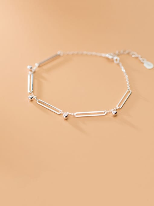 Rosh 925 Sterling Silver With Platinum Plated Simplistic  Hollow Geometric Bracelets