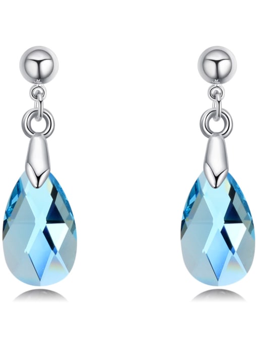 light blue Simple Water Drop austrian Crystals Alloy Earrings