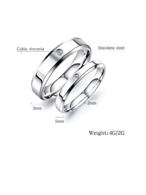 Open Sky Titanium With White Gold Plated Simplistic Round Band Rings 3