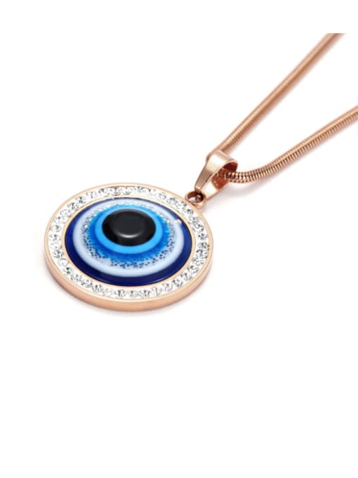JINDING Female  Personality Blue Eyes Shaped Stainless Steel Necklace 1