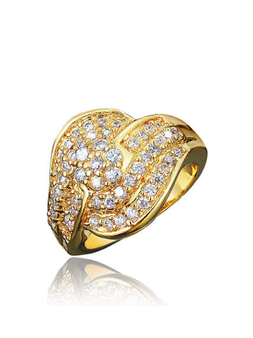 SANTIAGO Exquisite 18K Gold Plated Geometric Zircon Ring 0